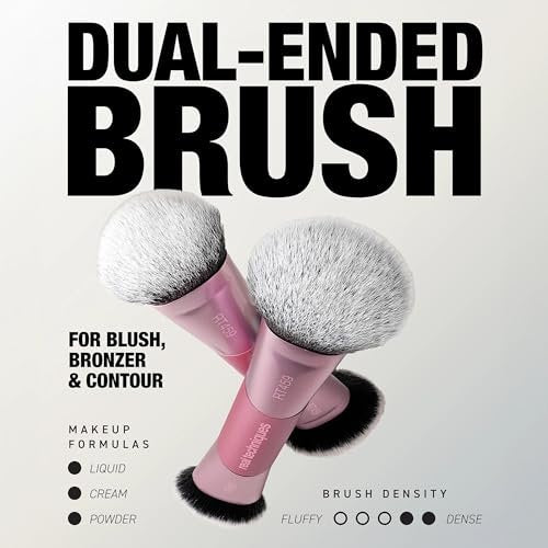 Real Techniques Ultimate Multi Tasker Brush - Dual-Ended Makeup Brush for Foundation, Blush, Bronzer & Powder, Precision Sculpting & Blending, UltraPlush Bristles, Cruelty-Free, 1 Count - görsel 6