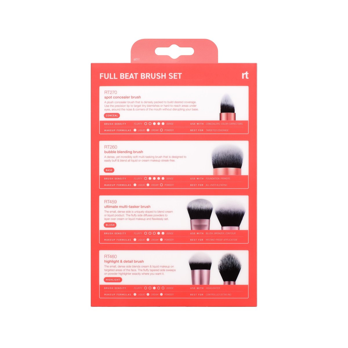 Real Techniques Full Beat Makeup Brush Set - 4 Piece Travel Brush Kit with UltraPlush Bristles, Cruelty-Free (Orange, Aluminum) Avelisse