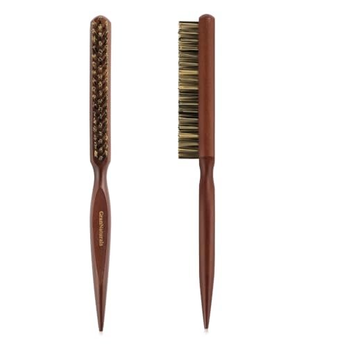 GranNaturals Hard Bristle Teasing Hair Brush for Women – Stiff Slick Back Comb with Rat Tail Pick for Sectioning, Edge Control, Backcombing, and Volume for Fine Hair - görsel 2