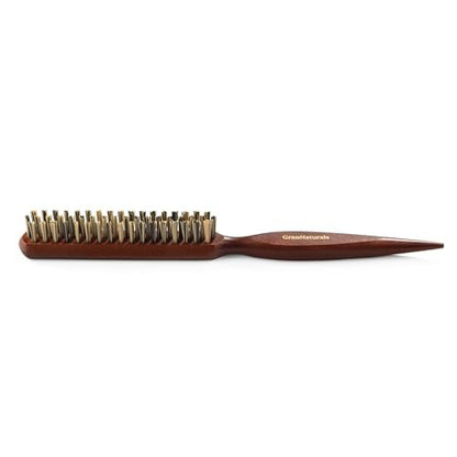 GranNaturals Hard Bristle Teasing Hair Brush for Women – Stiff Slick Back Comb with Rat Tail Pick for Sectioning, Edge Control, Backcombing, and Volume for Fine Hair
