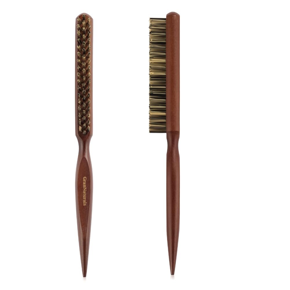 GranNaturals Hard Bristle Teasing Hair Brush for Women – Stiff Slick Back Comb with Rat Tail Pick for Sectioning, Edge Control, Backcombing, and Volume for Fine Hair - görsel 1