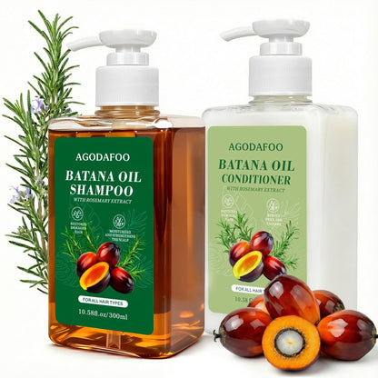 Batana Oil Shampoo and Conditioner Set for Hair Loss – Restores Vitality, Stimulates Growth, Repairs Damage for Men & Women (300ml + 300ml, 10.58 fl oz) Avelisse