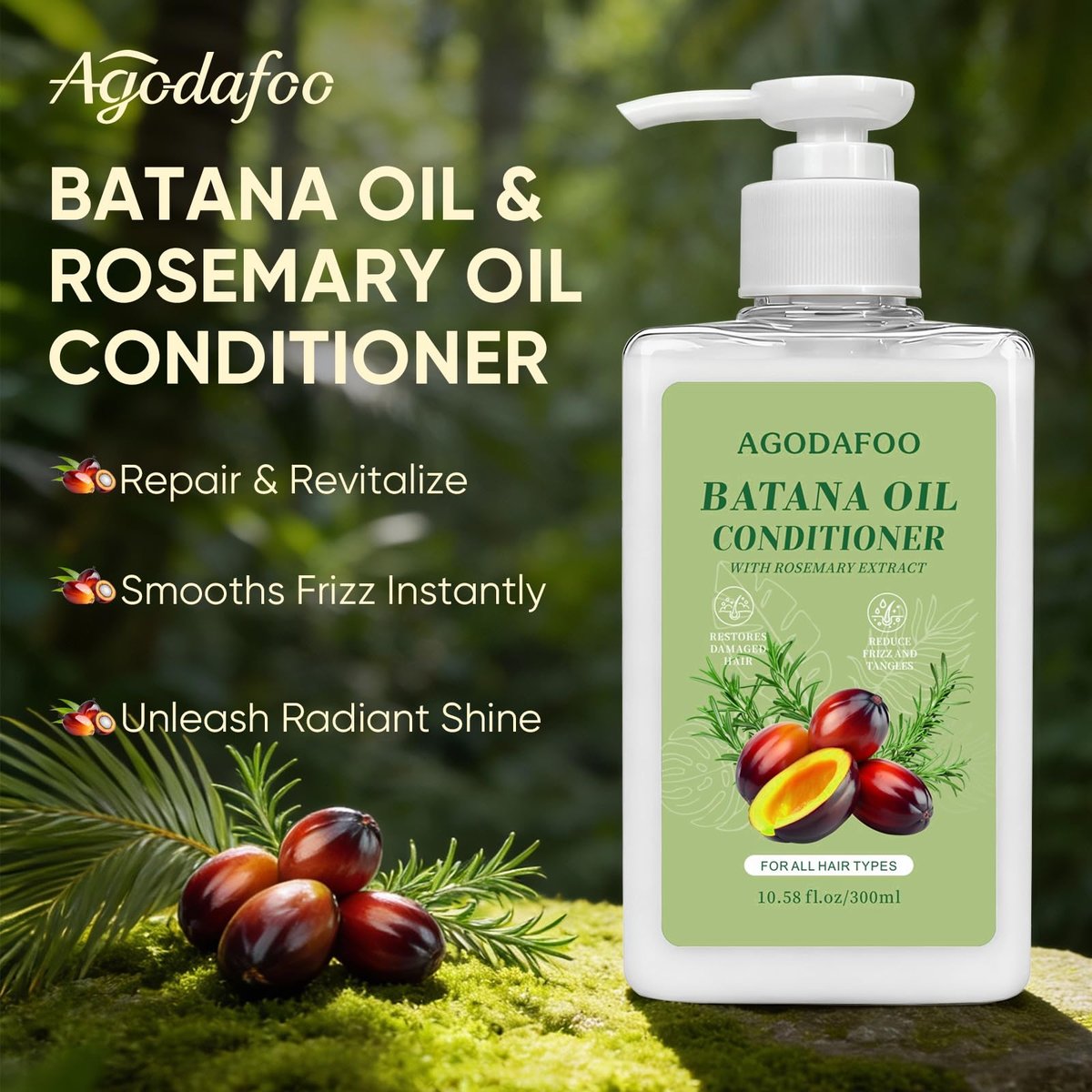 Batana Oil Shampoo and Conditioner Set for Hair Loss – Restores Vitality, Stimulates Growth, Repairs Damage for Men & Women (300ml + 300ml, 10.58 fl oz) Avelisse