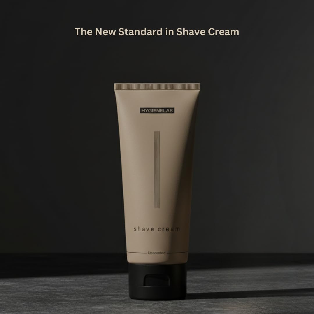HygieneLab Shaving Cream – Fragrance-Free, Non-Toxic, Yuka 100/100, Aloe Vera & Shea Butter for Sensitive Skin (6.76 oz) Avelisse