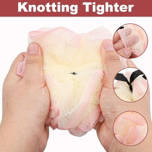 2 Pack Loofah Sponge Shower Loofahs - 2 Colors Bath Sponges Mesh Balls for Body Scrubber, Exfoliator Wash Back Scrubber for Men Women - Scrubbers Cleaning Bathing Accessories - görsel 8