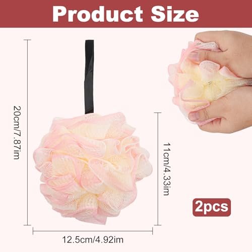 2 Pack Loofah Sponge Shower Loofahs - 2 Colors Bath Sponges Mesh Balls for Body Scrubber, Exfoliator Wash Back Scrubber for Men Women - Scrubbers Cleaning Bathing Accessories - görsel 4