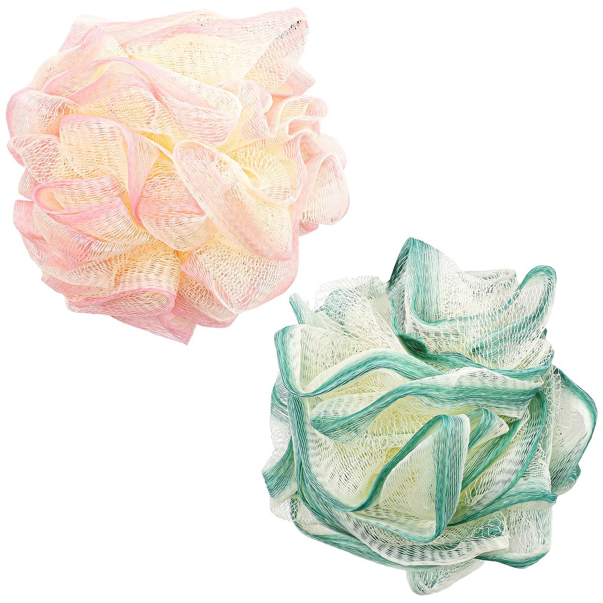 2 Pack Loofah Sponge Shower Loofahs - 2 Colors Bath Sponges Mesh Balls for Body Scrubber, Exfoliator Wash Back Scrubber for Men Women - Scrubbers Cleaning Bathing Accessories - görsel 1