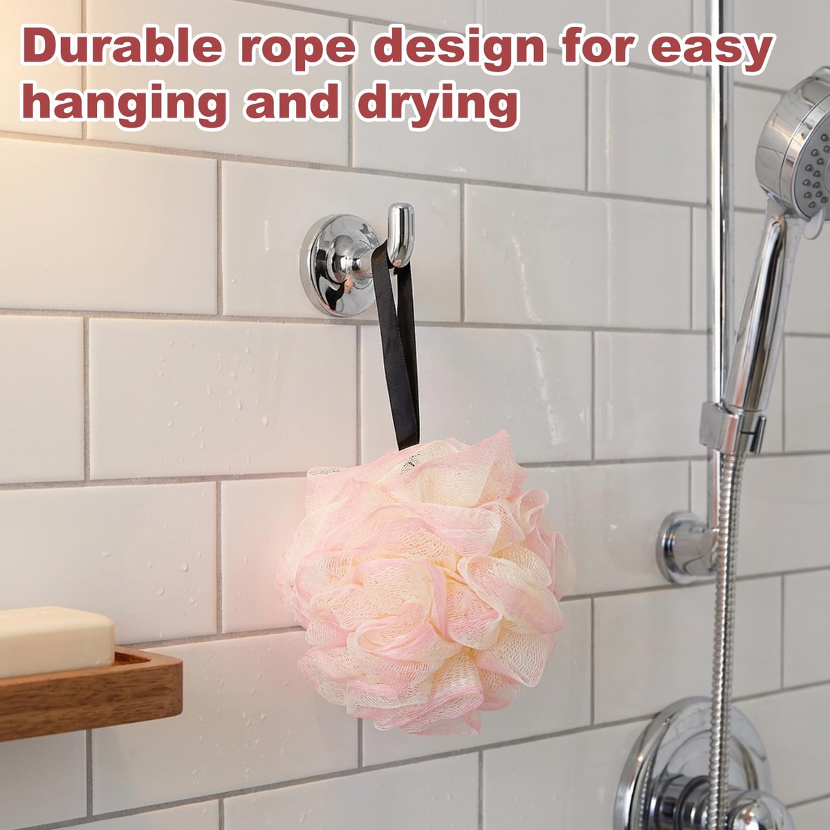 2 Pack Loofah Sponge Shower Loofahs - 2 Colors Bath Sponges Mesh Balls for Body Scrubber, Exfoliator Wash Back Scrubber for Men Women - Scrubbers Cleaning Bathing Accessories - görsel 5