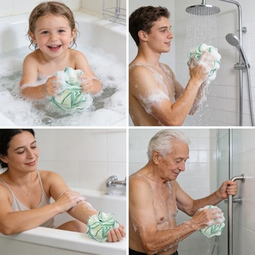 2 Pack Loofah Sponge Shower Loofahs - 2 Colors Bath Sponges Mesh Balls for Body Scrubber, Exfoliator Wash Back Scrubber for Men Women - Scrubbers Cleaning Bathing Accessories - görsel 12