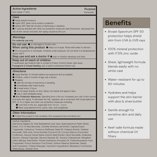 HygieneLab Mineral Sunscreen SPF 50 – Invisible Sheer Finish, Yuka Excellent Rated, Zinc Oxide, Broad Spectrum UVA/UVB Protection, Reef Safe, Aloe Vera & Shea Butter Hydration (Large 6 oz) Avelisse