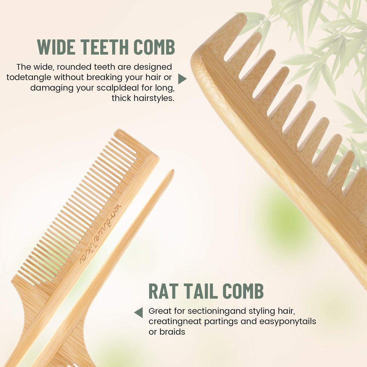 Bamboo Hair Brush Set – Mother’s Day Gift, Bamboo Comb Set for Hair Growth, Paddle Detangling Hairbrush, Wide Tooth & Tail Tooth Comb and Mini Boar Bristle Travel Hairbrush, Brush Cleaner Included Avelisse