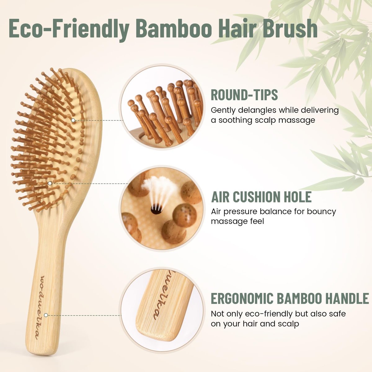 Bamboo Hair Brush Set – Mother’s Day Gift, Bamboo Comb Set for Hair Growth, Paddle Detangling Hairbrush, Wide Tooth & Tail Tooth Comb and Mini Boar Bristle Travel Hairbrush, Brush Cleaner Included Avelisse