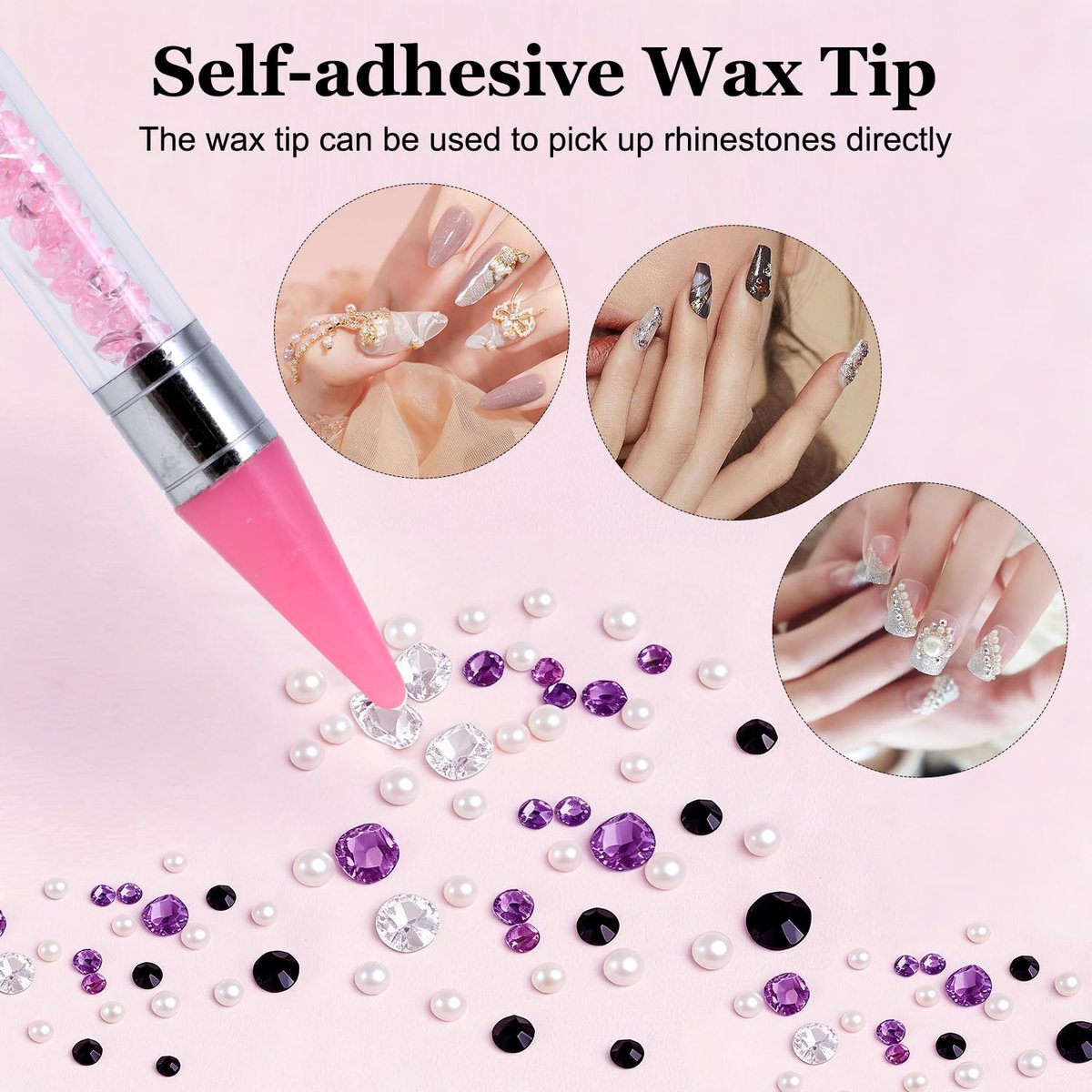 14 Pcs Rhinestone Picker Tool Set - Nail Art Design Bedazzling Dotting Tool with Wax Pencil and Tweezers for Professional & DIY Manicure - görsel 7