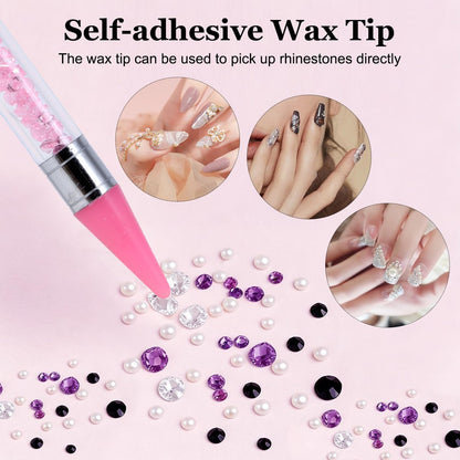 14 Pcs Rhinestone Picker Tool Set - Nail Art Design Bedazzling Dotting Tool with Wax Pencil and Tweezers for Professional & DIY Manicure