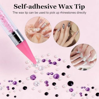 14 Pcs Rhinestone Picker Tool Set - Nail Art Design Bedazzling Dotting Tool with Wax Pencil and Tweezers for Professional & DIY Manicure