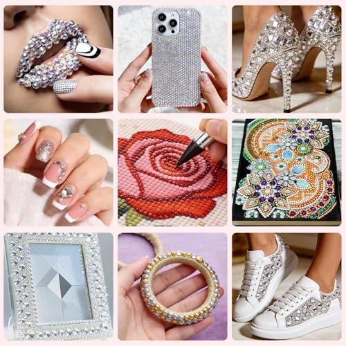 14 Pcs Rhinestone Picker Tool Set - Nail Art Design Bedazzling Dotting Tool with Wax Pencil and Tweezers for Professional & DIY Manicure - görsel 14