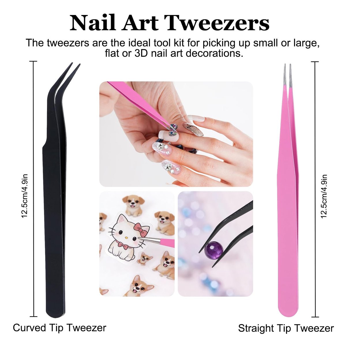 14 Pcs Rhinestone Picker Tool Set - Nail Art Design Bedazzling Dotting Tool with Wax Pencil and Tweezers for Professional & DIY Manicure - görsel 9