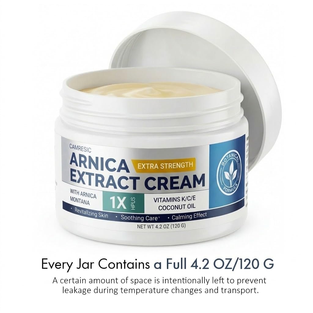Glopink Arnica Cream Extra Strength for Discoloration & Thin Skin, Enriched with Arnica Montana & Vitamins K, C & E, Plus 9 Plant Compounds, Fast Absorbing, Long Lasting, 4 oz - görsel 11
