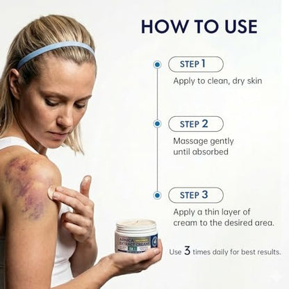 Glopink Arnica Cream Extra Strength for Discoloration & Thin Skin, Enriched with Arnica Montana & Vitamins K, C & E, Plus 9 Plant Compounds, Fast Absorbing, Long Lasting, 4 oz