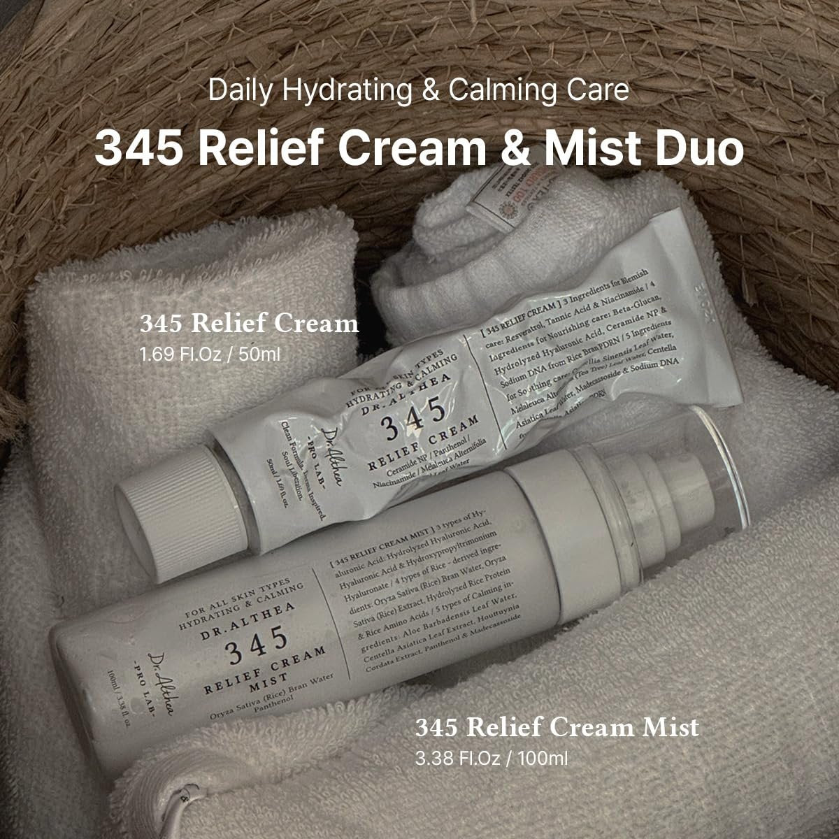 Dr.Althea 345 Relief Cream & Mist Duo - Soothing Recovery & Moisture for Sensitive Skin - Korean Vegan Skin Care Set Avelisse