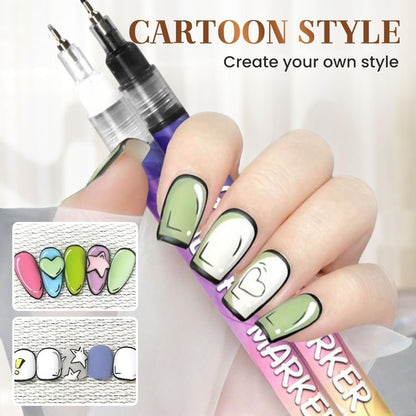 12 Colors Nail Art Pens Set - 2026 New DIY Nail Art Markers for Gel Nails, Drawing, Dotting & Lining Avelisse