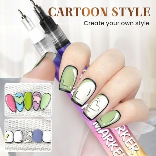 12 Colors Nail Art Pens Set - 2026 New DIY Nail Art Markers for Gel Nails, Drawing, Dotting & Lining Avelisse