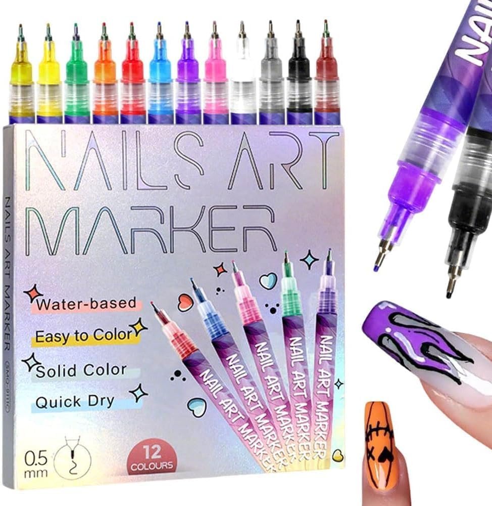 12 Colors Nail Art Pens Set - 2026 New DIY Nail Art Markers for Gel Nails, Drawing, Dotting & Lining Avelisse
