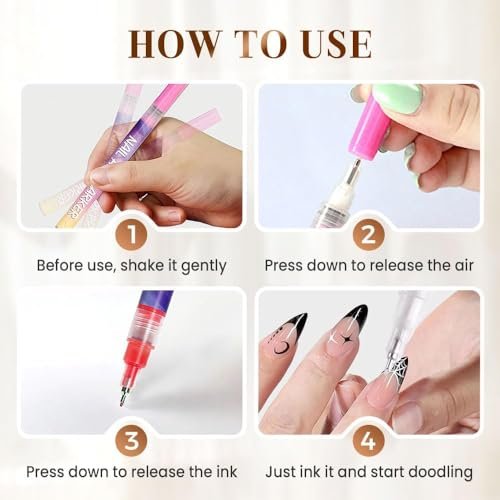 12 Colors Nail Art Pens Set - 2026 New DIY Nail Art Markers for Gel Nails, Drawing, Dotting & Lining Avelisse