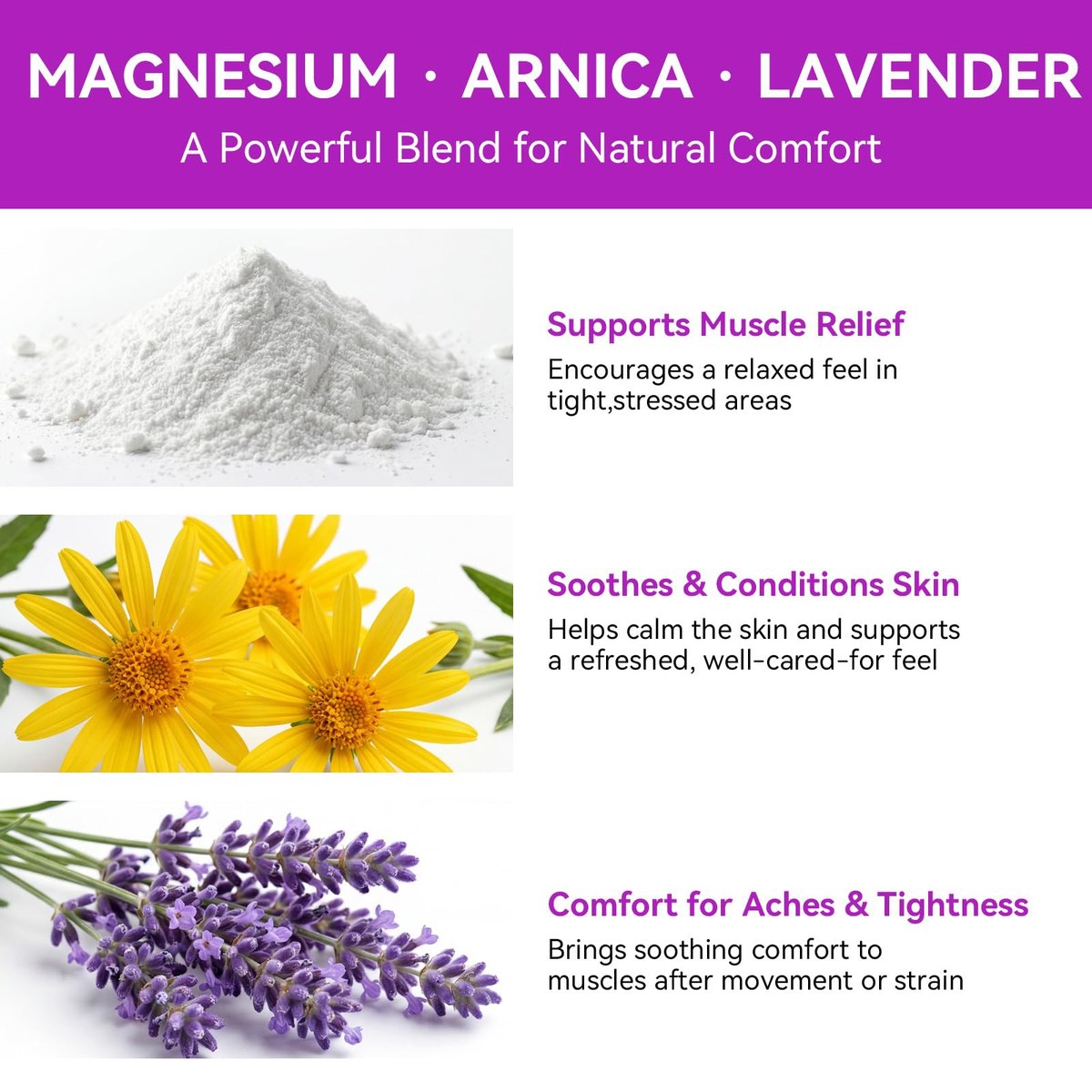 Magnesium Cream for Sleep & Muscle Relief - Nighttime Lotion with Arnica & Lavender, Natural Ingredients for Foot, Leg & Knee Calming, Deeply Hydrating Skin Care for Women & Men, 3.53 oz - görsel 5