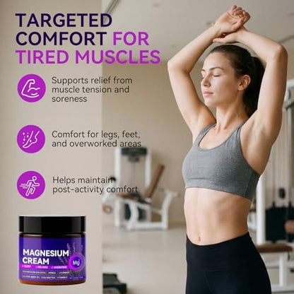 Magnesium Cream for Sleep & Muscle Relief - Nighttime Lotion with Arnica & Lavender, Natural Ingredients for Foot, Leg & Knee Calming, Deeply Hydrating Skin Care for Women & Men, 3.53 oz