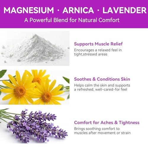 Magnesium Cream for Sleep & Muscle Relief - Nighttime Lotion with Arnica & Lavender, Natural Ingredients for Foot, Leg & Knee Calming, Deeply Hydrating Skin Care for Women & Men, 3.53 oz - görsel 6