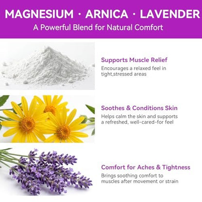 Magnesium Cream for Sleep & Muscle Relief - Nighttime Lotion with Arnica & Lavender, Natural Ingredients for Foot, Leg & Knee Calming, Deeply Hydrating Skin Care for Women & Men, 3.53 oz