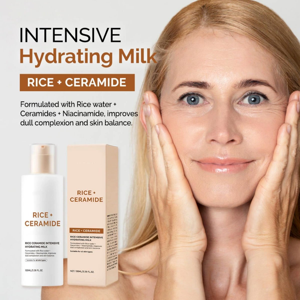 Rice Ceramide Moisturizing Skincare Set - Korean Glow Travel Gift Kit with Rice Water 4-Step Routine - görsel 9