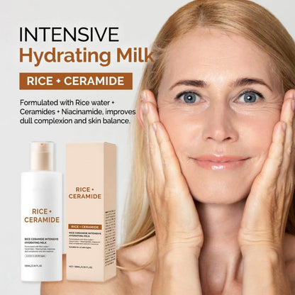 Rice Ceramide Moisturizing Skincare Set - Korean Glow Travel Gift Kit with Rice Water 4-Step Routine