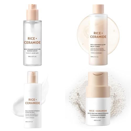 Rice Ceramide Moisturizing Skincare Set - Korean Glow Travel Gift Kit with Rice Water 4-Step Routine - görsel 12