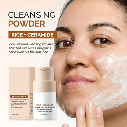 Rice Ceramide Moisturizing Skincare Set - Korean Glow Travel Gift Kit with Rice Water 4-Step Routine