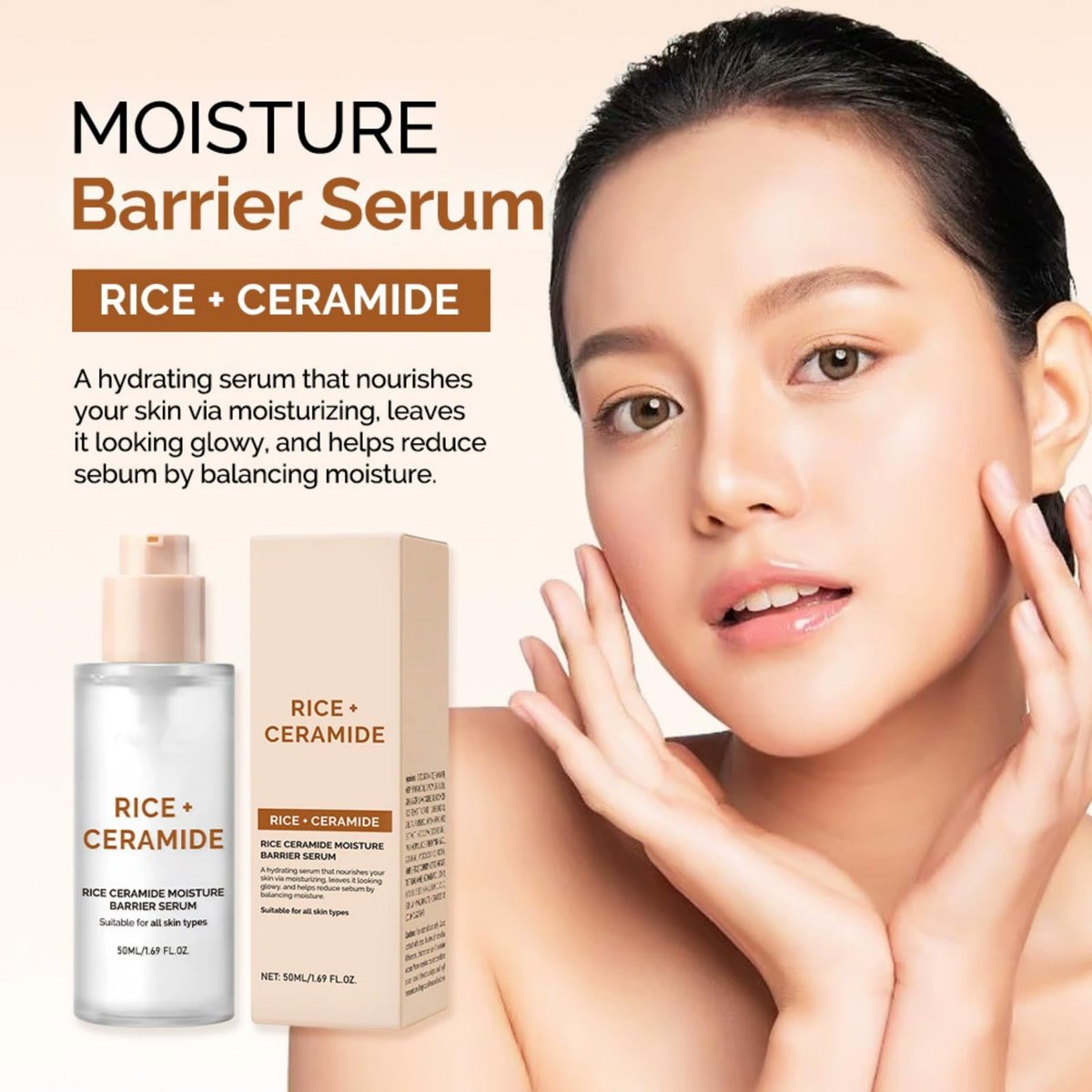 Rice Ceramide Moisturizing Skincare Set - Korean Glow Travel Gift Kit with Rice Water 4-Step Routine - görsel 5
