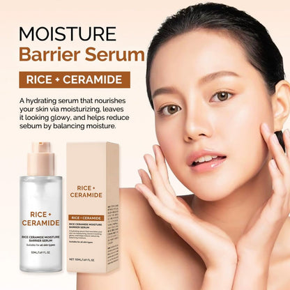 Rice Ceramide Moisturizing Skincare Set - Korean Glow Travel Gift Kit with Rice Water 4-Step Routine