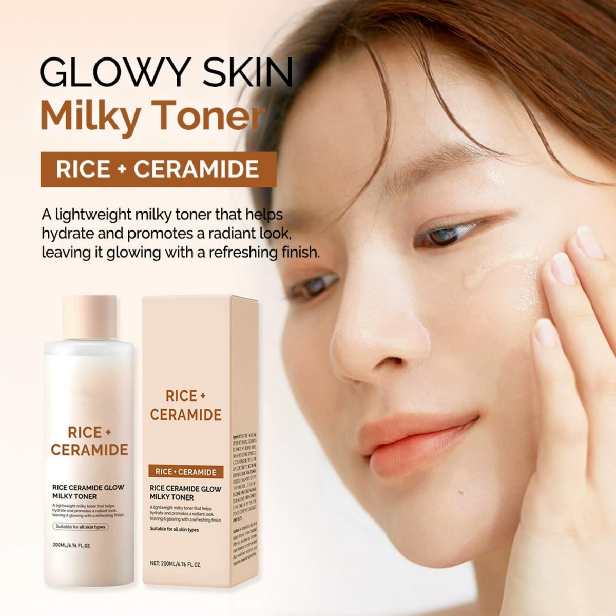 Rice Ceramide Moisturizing Skincare Set - Korean Glow Travel Gift Kit with Rice Water 4-Step Routine - görsel 3