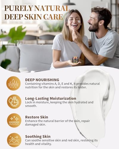Whipped Beef Tallow for Skin - Grass Fed Tallow Balm with Raw Honey, Unscented Face & Body Moisturizer for Dry Sensitive Skin, Eczema & Rosacea Relief, Non-Comedogenic, Fast Absorbing (4 oz) Avelisse
