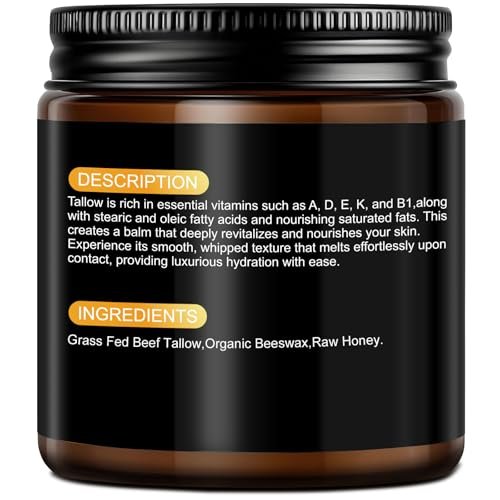 AKOFIC Beef Tallow for Skin - Organic Grass-Fed Tallow and Honey Balm, Natural Body & Face Moisturizer for Dry/Sensitive Skin, 4.2 oz - görsel 16