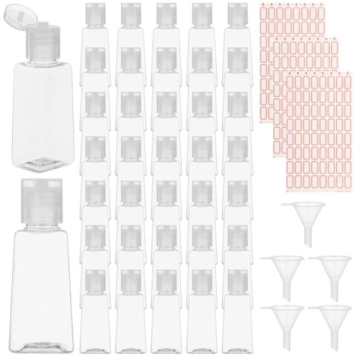 150 Pcs 1 Oz Travel Bottles - Clear Refillable Containers with Flip Caps, Funnels & Labels for Shampoo, Body Wash, Face Cream, Toiletries - görsel 2