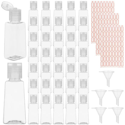 150 Pcs 1 Oz Travel Bottles - Clear Refillable Containers with Flip Caps, Funnels & Labels for Shampoo, Body Wash, Face Cream, Toiletries