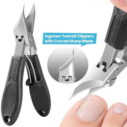 Mornihima Toenail Clippers for Thick Toenails for Seniors - Angled Head, Heavy Duty, Ingrown Toenail Clippers with Wide Jaw, Sharp Slanted Nail Cutter