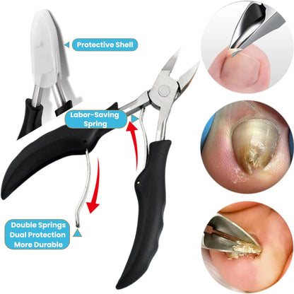 Mornihima Toenail Clippers for Thick Toenails for Seniors - Angled Head, Heavy Duty, Ingrown Toenail Clippers with Wide Jaw, Sharp Slanted Nail Cutter