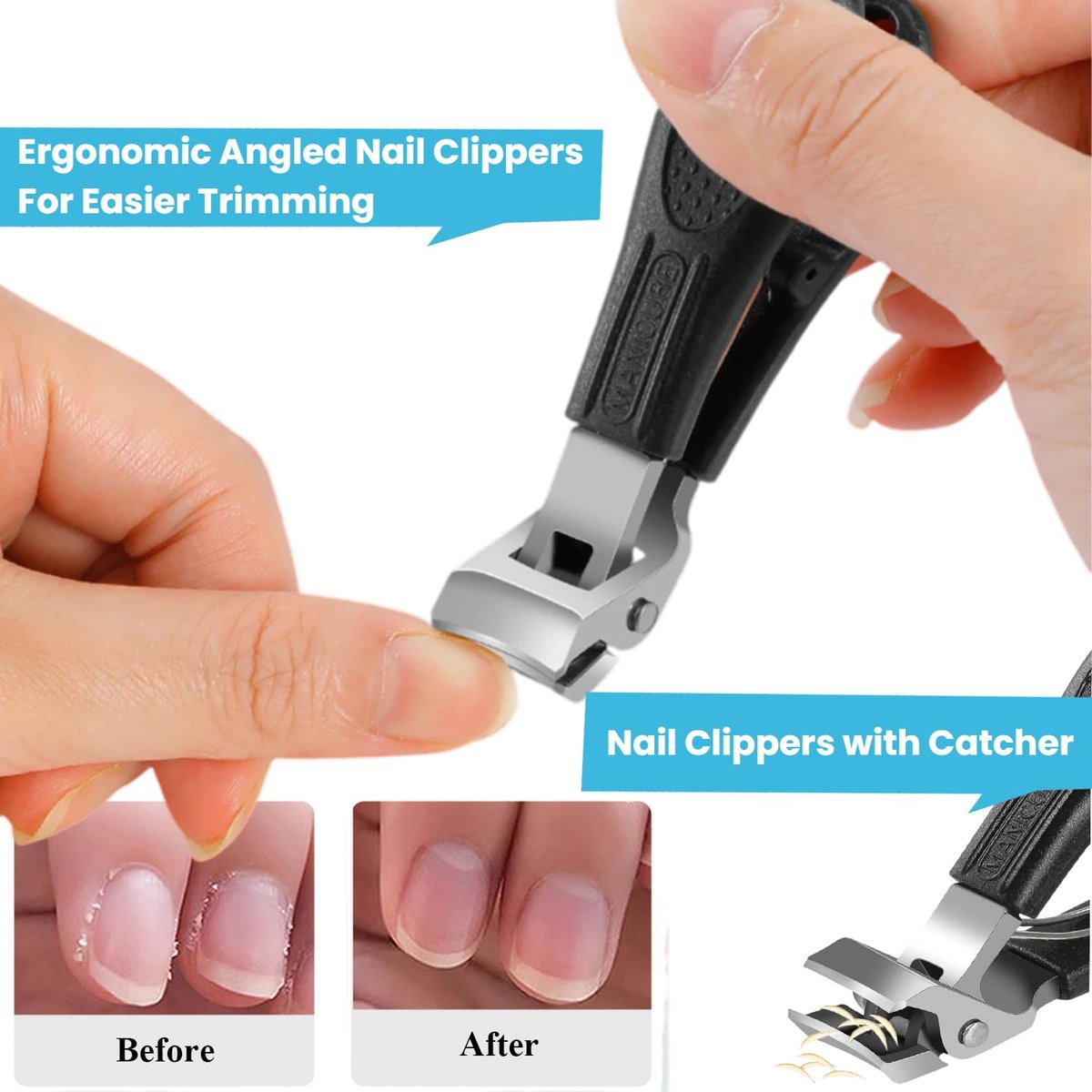 Mornihima Toenail Clippers for Thick Toenails for Seniors - Angled Head, Heavy Duty, Ingrown Toenail Clippers with Wide Jaw, Sharp Slanted Nail Cutter - görsel 7