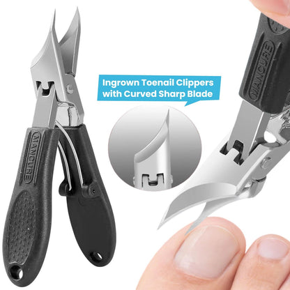 Mornihima Toenail Clippers for Thick Toenails for Seniors - Angled Head, Heavy Duty, Ingrown Toenail Clippers with Wide Jaw, Sharp Slanted Nail Cutter