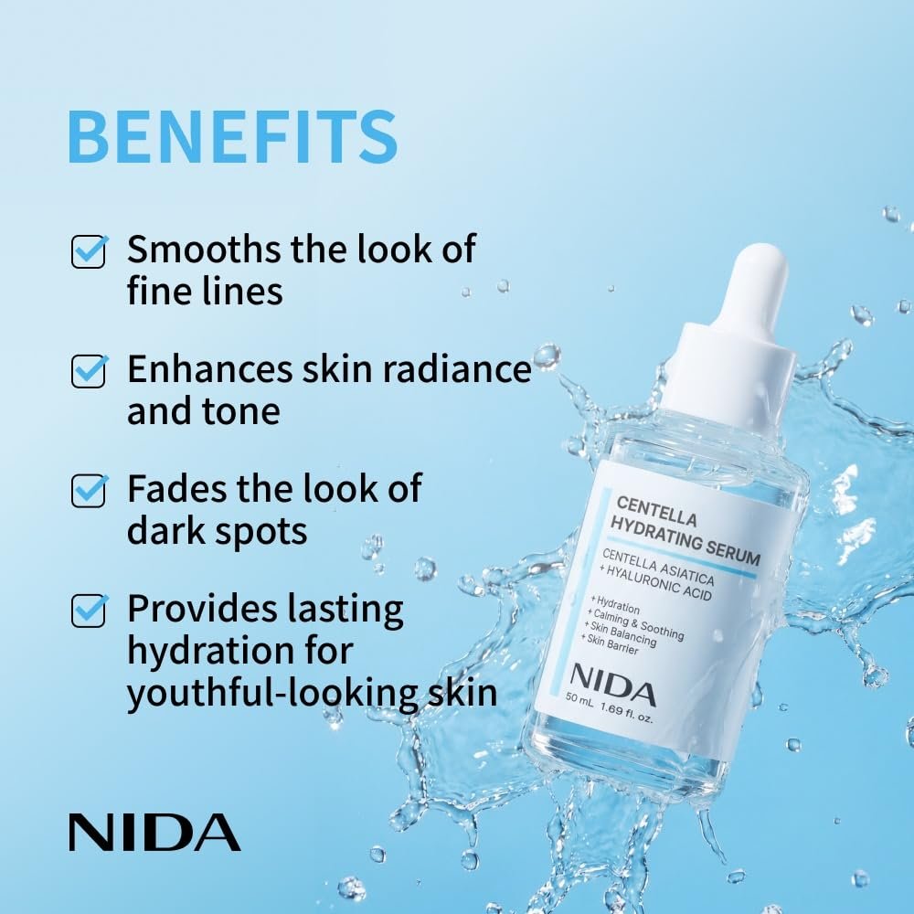 NIDA Centella Hydrating Serum – Centella Asiatica & Hyaluronic Acid for Hydration, Calming & Skin Barrier Support – 1.69 fl oz (50ml) - görsel 5