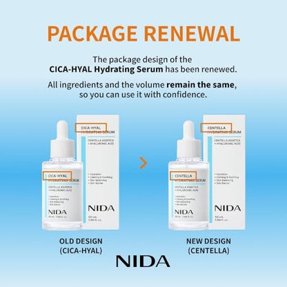 NIDA Centella Hydrating Serum – Centella Asiatica & Hyaluronic Acid for Hydration, Calming & Skin Barrier Support – 1.69 fl oz (50ml)