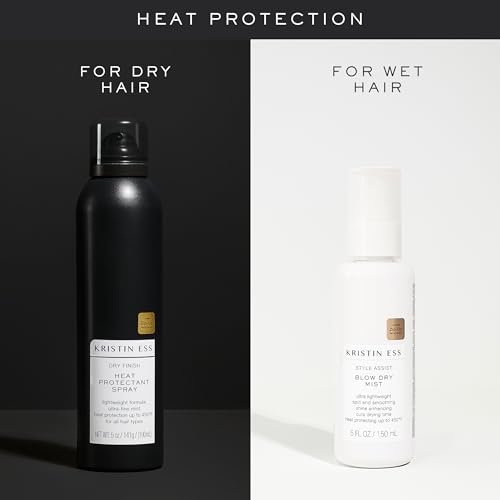 Kristin Ess Dry Heat Protectant Spray - Blow Dry Frizz Control & Shine Enhancing - Anti Humidity Thermal Heat Protectant - Repairs & Protects Hair Up to 450°F - Fresh Pear Scent, 5 oz Avelisse